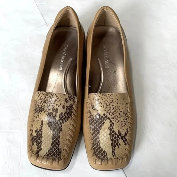 Enzo Angiolini tan & brown square toe flats Leather upper Women’s size 6.5 - Picture 2 of 11